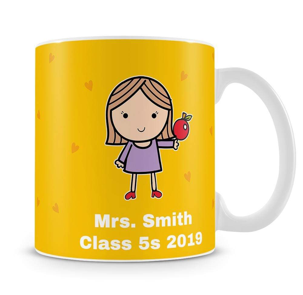Yellow Thank You Teacher Personalised Mug
